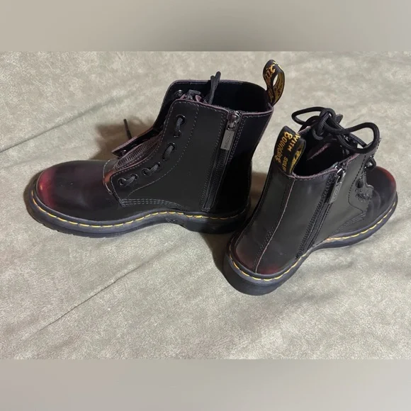 Dr. Martens Black and Burgundy Combat Boots - Picture 8 of 11